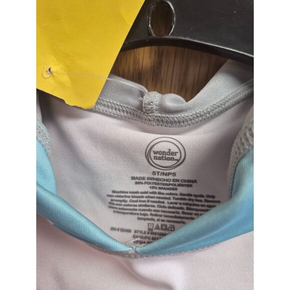 Boys Gray & Light Blue Shark Hoodie Long Sleeve 5T UPF 50+ Swim Shirt By Wonder - Picture 3 of 5